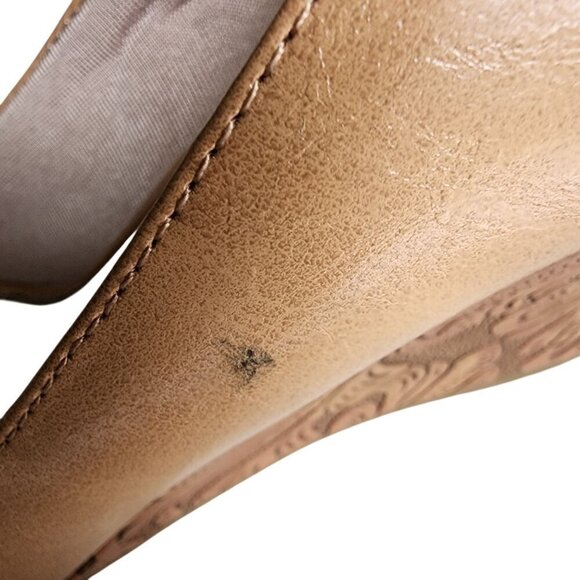 LifeStride Genuine Leather Peep Toe Platform Wedge Heels Tan Size 9 - Picture 5 of 13
